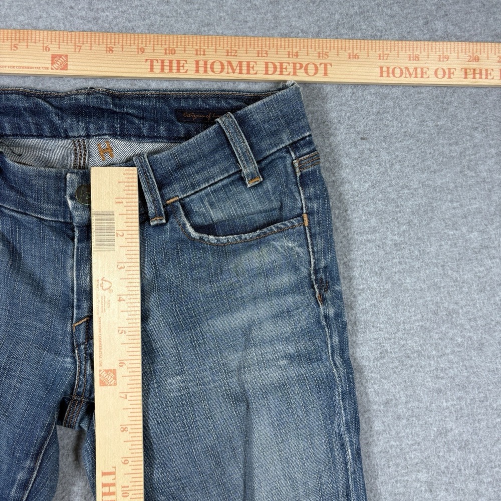 Citizens of Humanity Low Rise Flare Jeans 27x27 Y2K Blue Frayed Raw Hem Vintage - Picture 8 of 9